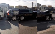 Xe Volvo hư hỏng nặng sau khi bị "kẹp chả" giữa 2 xe tải trên Quốc lộ 1A
