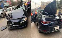 Hải Phòng: Tông vào đuôi xe tải đang đỗ, ô tô con Mazda3 bị bạt cả nóc về phía sau