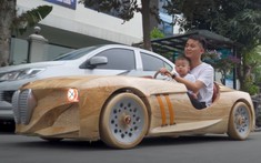 Sau Bugatti Centodieci, ông bố trẻ tại Bắc Ninh lại tiếp tục chế tạo ô tô BMW bằng gỗ cho con trai