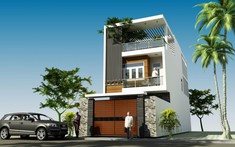 Mẫu nhà ống 2,5 tầng hiện đại có phòng riêng cho giúp việc