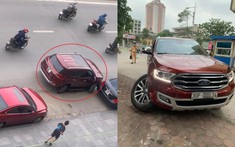 Video: Tài xế lái Ford Everest tông liên hoàn 3 ô tô đang đỗ rồi bỏ chạy dù xe đã bị gãy trục trước