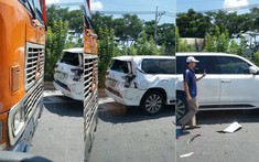 Bị xe container tông trúng từ phía sau trên quốc lộ 22, "chuyên cơ mặt đất" Lexus LX570 bẹp dúm đuôi xe