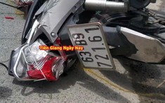 Video: Đi xe máy vào vũng nước và trượt ngã, cô gái tử vong dưới bánh ô tô tải tại Tiền Giang