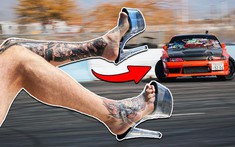 Hài hước video tay đua chuyên nghiệp cố gắng drift xe khi đi giày cao gót