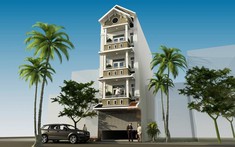 Mẫu thiết kế nhà ống 4 tầng đẹp, tầng thượng đa chức năng