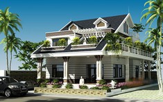 Mẫu thiết kế biệt thự 2 tầng mái Thái 4 phòng ngủ thoáng đẹp
