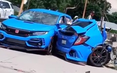 Bị tông ngang sườn tại ngã tư, chiếc ô tô Honda Civic vỡ làm đôi