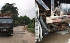Video: Xe máy lao vào gầm xe tải chở gỗ ngay khúc cua "tử thần", 1 người bị thương nặng