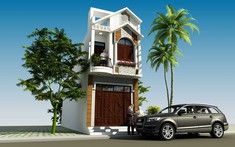 Mẫu thiết kế nhà ống 2 tầng 3 phòng ngủ tiết kiệm chi phí