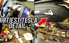 Theo dõi quá trình lau dọn sạch bóng nội thất bẩn như bãi rác của chiếc Tesla Model X