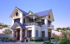 Mẫu thiết kế biệt thự 2 tầng mái Thái đẹp sang trọng, hiện đại
