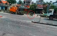 Video: Sang đường khuất sau xe ben, người phụ nữ đi xe đạp va chạm với xe container tại Hải Dương
