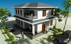 Thiết kế biệt thự 2 tầng 3 phòng ngủ có sân vườn rộng rãi, xanh mát
