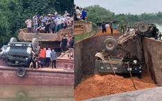 Video quay khoảnh khắc xe ben chở đất lật ngửa xuống tàu khiến tài xế tử vong thương tâm tại Bắc Giang