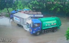 Video: Xe chở rác lao sang làn đường ngược chiều, tông trực diện ô tô tải tại Ninh Bình
