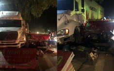 Phú Thọ: Xe container tông bẹp dúm ô tô, nhiều người hoảng sợ bỏ chạy