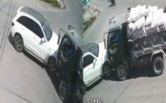 Video quay khoảnh khắc xe ben rẽ trái, tông trực diện vào Mercedes-Benz ở Quảng Ninh