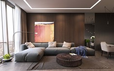 Căn hộ 72m2 đầy ấn tượng khi được trang trí với tông màu gỗ tối