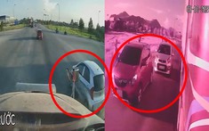 Video: Vượt phải xe container bất thành, Kia Morning "hôn" đuôi xe VinFast Fadil dừng bên đường