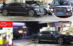 Tài xế phải chờ gần 7 tiếng đồng hồ mới đổ được xăng cho chiếc Bentley Flying Spur của Cristiano Ronaldo