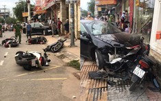 Video quay khoảnh khắc ô tô Toyota Camry tông liên hoàn 5 xe máy khiến nhiều người bị thương tại Vũng Tàu