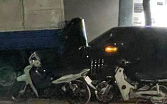 Hà Nội: Va chạm với ô tô tải, SUV hạng sang Range Rover đắt tiền cong vênh nắp capô
