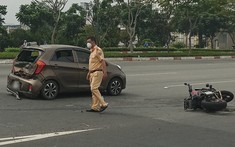 Thủ Đức: Xe mô tô tông bẹp dúm đuôi xe Kia Morning trên đại lộ Phạm Văn Đồng