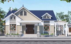 Phương án thiết kế biệt thự 1 tầng mái Thái hiện đại, 3 phòng ngủ