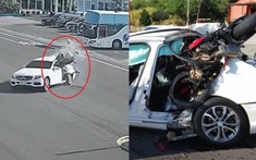 Video: Mô tô phân khối lớn "phóng như bay", tông văng Mercedes-Benz C300, 1 sinh viên tử vong