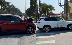 Hà Nam: Honda HR-V nát bét đầu xe sau khi tông vào bên hông xe VinFast LUX SA2.0