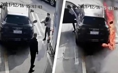 Video: Người đàn ông phóng hỏa chiếc Porsche Cayenne khi đang đổ xăng, nữ tài xế vẫn ngồi trong xe