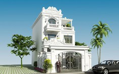 Thiết kế biệt thự phố 3 tầng tân cổ điển trên lô đất một mặt tiền
