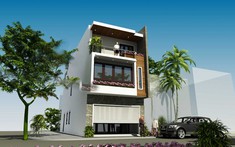 Mẫu nhà ống 3 tầng có phòng ngủ cho khách, phòng đa năng