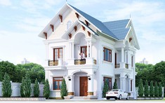 Mẫu thiết kế biệt thự 2 tầng mái Thái có phòng làm việc tại nhà