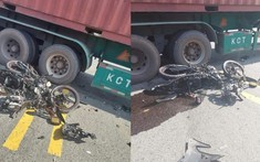 Video: Vượt đèn đỏ và tông trúng xe container, thanh niên đi Yamaha Exciter tử vong tại Bình Dương