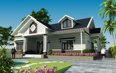 Thiết kế nhà vườn 1 tầng mái Thái phong cách hiện đại