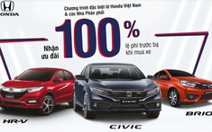 Honda hỗ trợ 100% lệ phí trước bạ cho khách mua xe Civic, HR-V và Brio