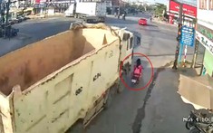 Video quay khoảnh khắc xe ben va chạm với xe máy tại khúc cua khiến 2 bà cháu tử vong tại Đồng Nai