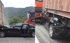 Cư dân mạng khen hết lời độ an toàn của xe Rolls-Royce trong vụ tai nạn bị "kẹp chả" giữa 2 xe đầu kéo