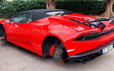 Kẻ gian kê gạch dưới gầm siêu xe Lamborghini Huracan Spyder và ăn trộm cả 4 bánh, gây thiệt hại 1 tỷ đồng