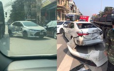 Video quay khoảnh khắc vụ tai nạn liên hoàn giữa 4 ô tô xảy ra tại Thái Nguyên