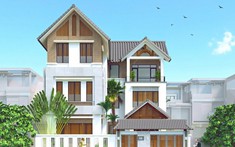 Thiết kế biệt thự 3 tầng mái Thái trên lô đất hai mặt tiền