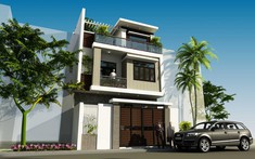 Mẫu thiết kế nhà ống 3 tầng phong cách hiện đại, diện tích 70m2
