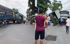 Video quay khoảnh khắc xe chở phạm nhân va chạm với ô tô tải tại ngã tư khiến 3 người nhập viện