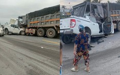Video quay khoảnh khắc xe bán tải vượt ẩu, đối đầu xe ben khiến 2 người tử vong tại Quảng Ninh
