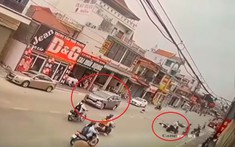Video: Nữ sinh đi xe đạp điện lao sang làn đường ngược chiều, bị ô tô tông văng tại Hải Dương