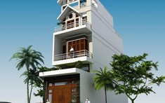 Mẫu nhà ống 4 tầng có gác lửng cho gia đình ba thế hệ