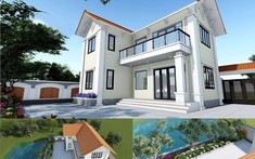 Nhà vườn 2 tầng mái Thái với không gian xanh mát, gần gũi thiên nhiên