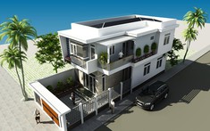 Mẫu nhà ống 2 tầng 2 mặt tiền 7x13,4m có sân trước