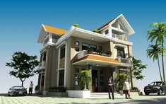 Mẫu biệt thự 2 tầng mái Thái xây trên đất rộng 250m2